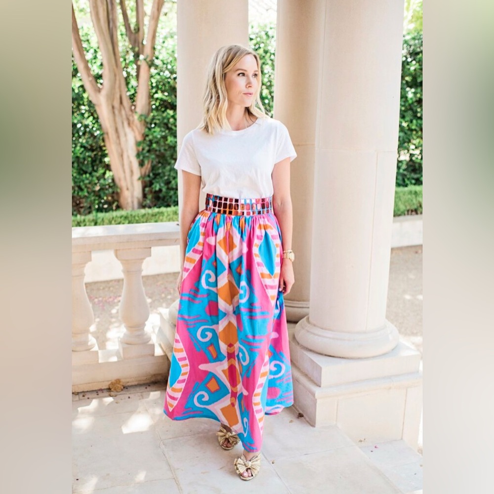 Sheridan French , Jenny Fancy Maxi Skirt in Bubblegum Sky, Medium, EUC